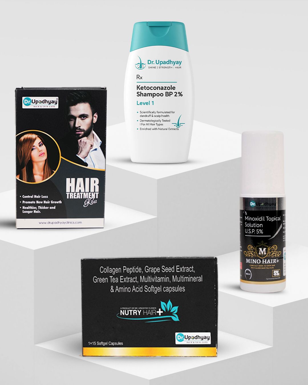 Customized Hair Growth Plan 3 – Plan Starts @ ₹1900* (Hair Treatment Kit + Nutry Hair + Mino Hair + Dandruff Shampoo)